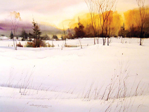 A Piedmont Snow Scene Watercolor on 300-lb 640gsm cold-pressed Arches - photo 4