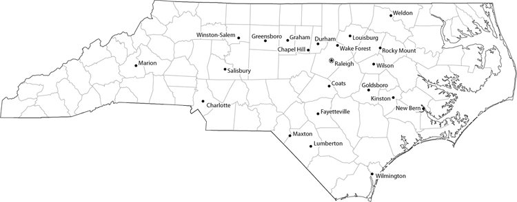 North Carolina towns and cities referenced in text Introduction America is at - photo 3