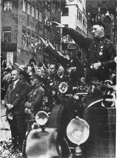 Julius Streicher far left and Adolf Hitler at the 1927 Nuremberg Rally - photo 1