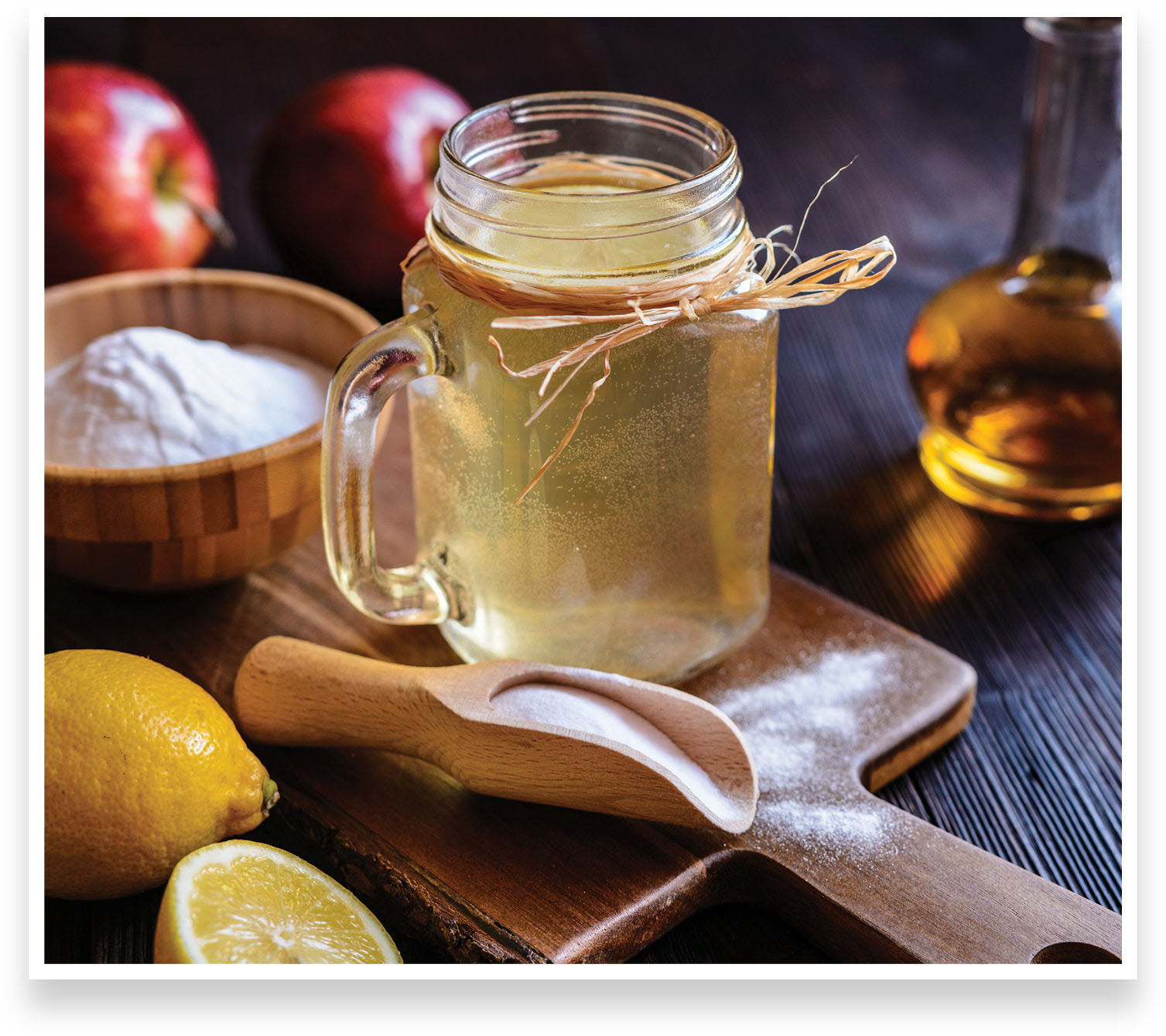 Detox drink made of water apple cider vinegar lemon juice and baking soda - photo 1