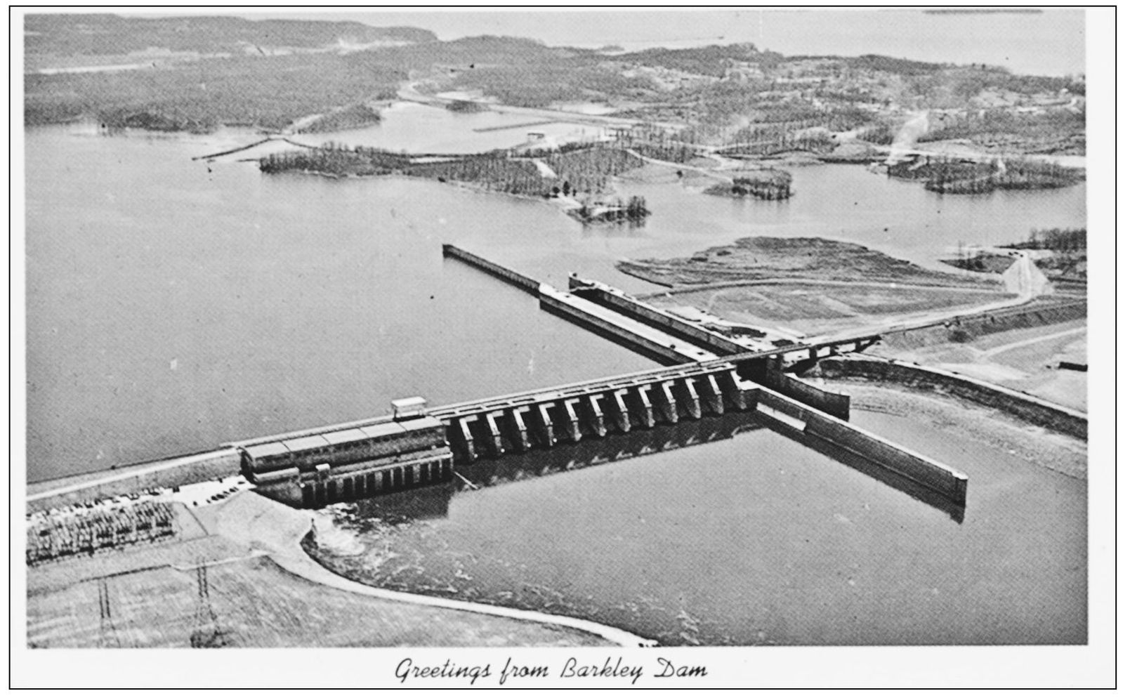 This aerial view of the Barkley Dam on the Cumberland River shows the completed - photo 7