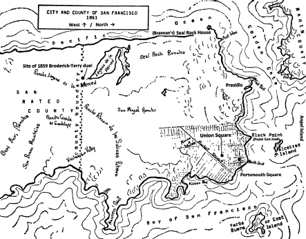 An 1861 map of San Francisco annotated by the author Courtesy Rather Press - photo 2