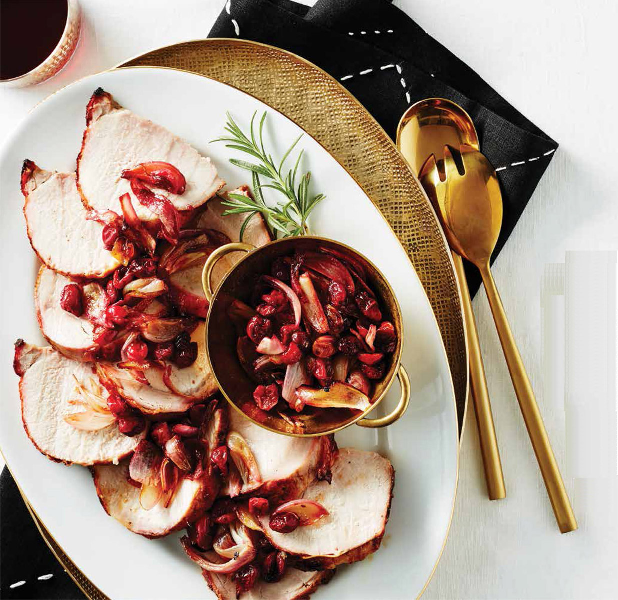 Cranberry-Glazed Pork Loin Roast with Cranberry Shallot Compote See recipe p - photo 1