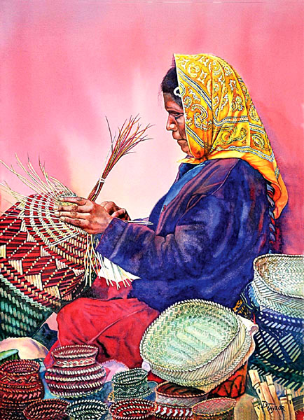 DON TAYLOR THE BASKET WEAVER WATERCOLOR I was intrigued by the bright colors - photo 12
