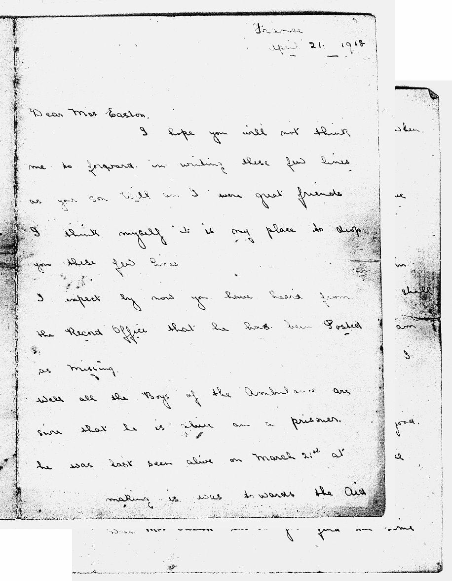 A letter written from the front by a friend of Bill Eastons informing Bills - photo 13