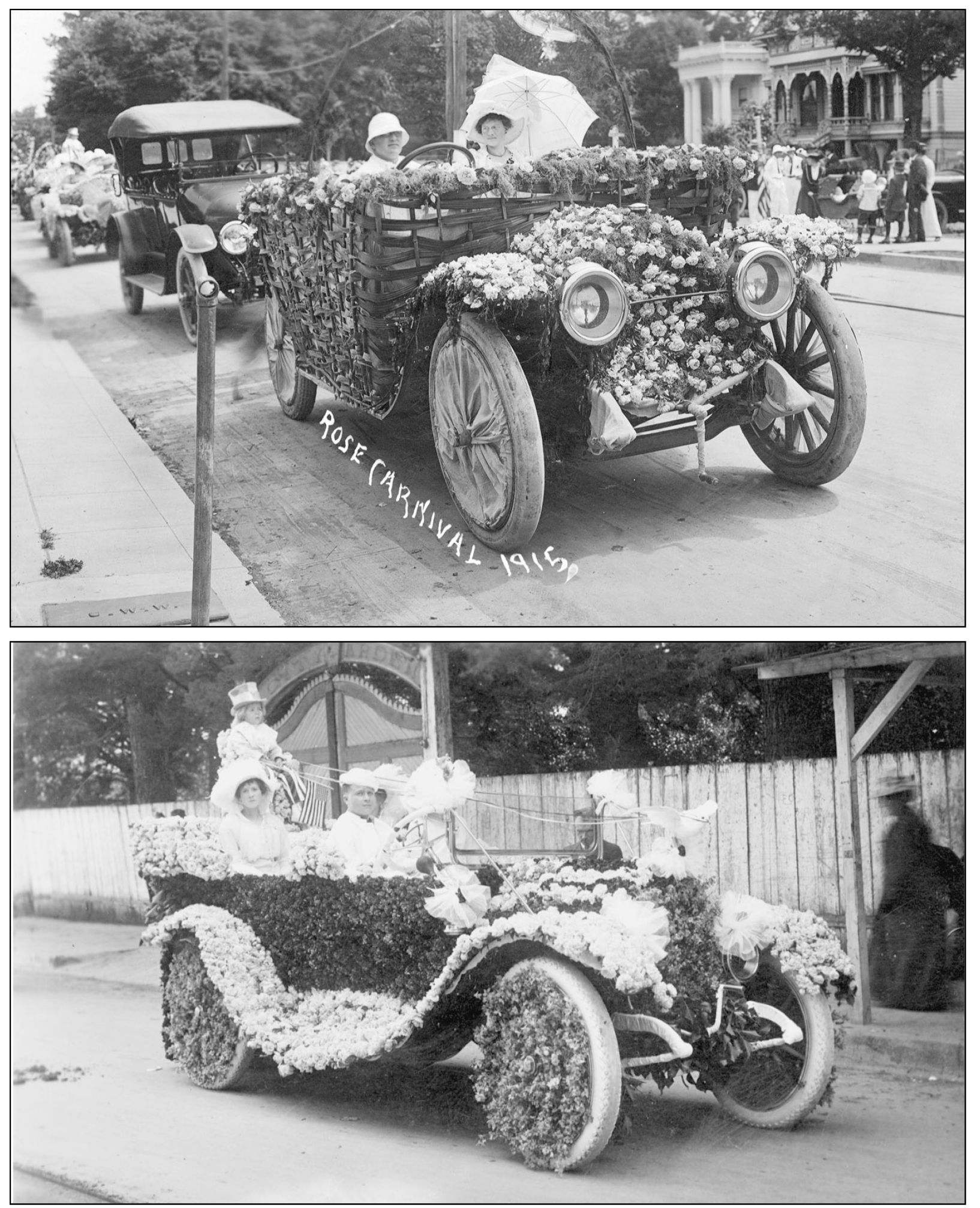 ROSE CARNIVALS C 1915 Automobiles decorated with fresh greens and flowers - photo 7