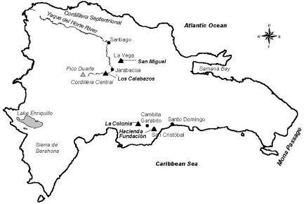 Figure 11 Map of the Dominican Republic showing the four study sites Los - photo 2