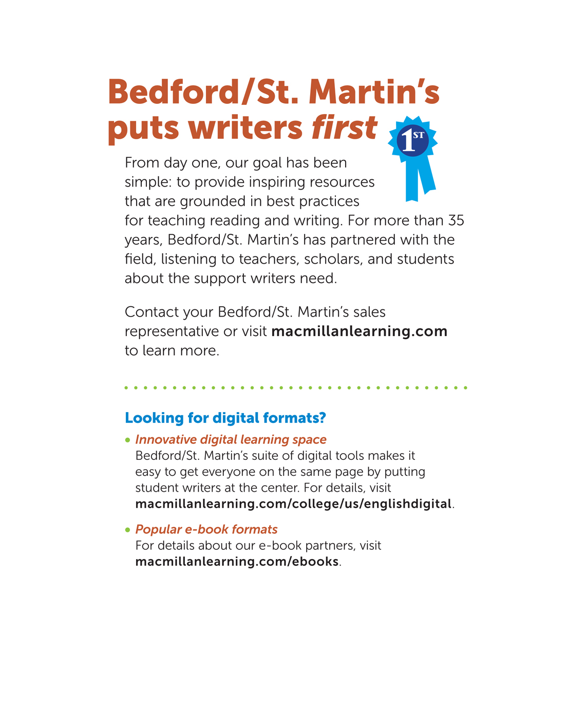 Text on the cover reads as follows BedfordSt Martins puts writers first To - photo 4