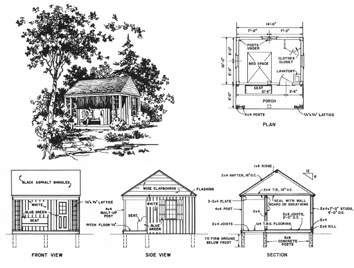 THREE-ROOM CABIN PLAN NO 5185 This cabin is suitable for camping or could be - photo 5