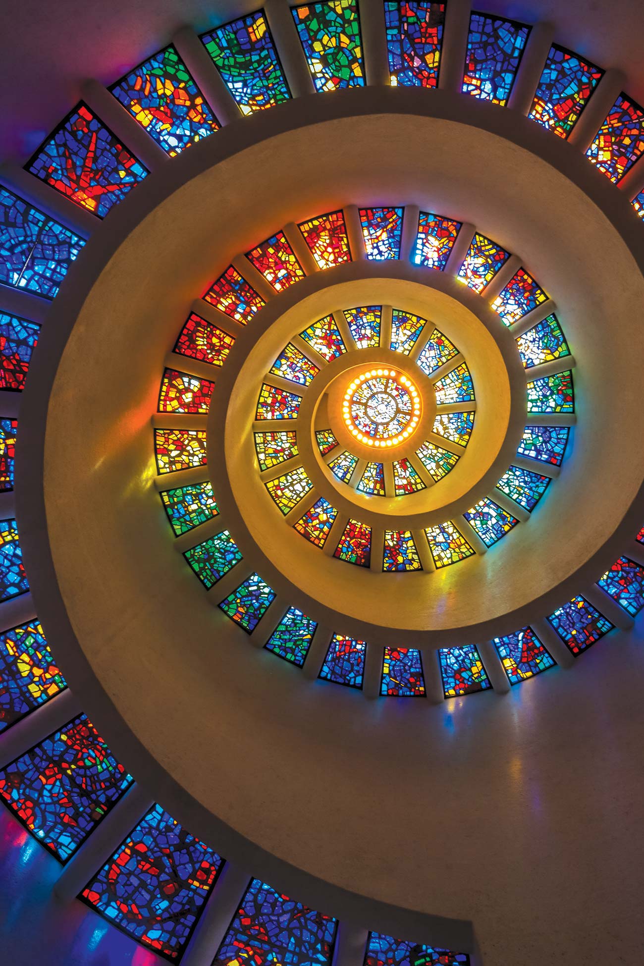 stained glass ceiling in Thanks-Giving Square chapel - photo 5