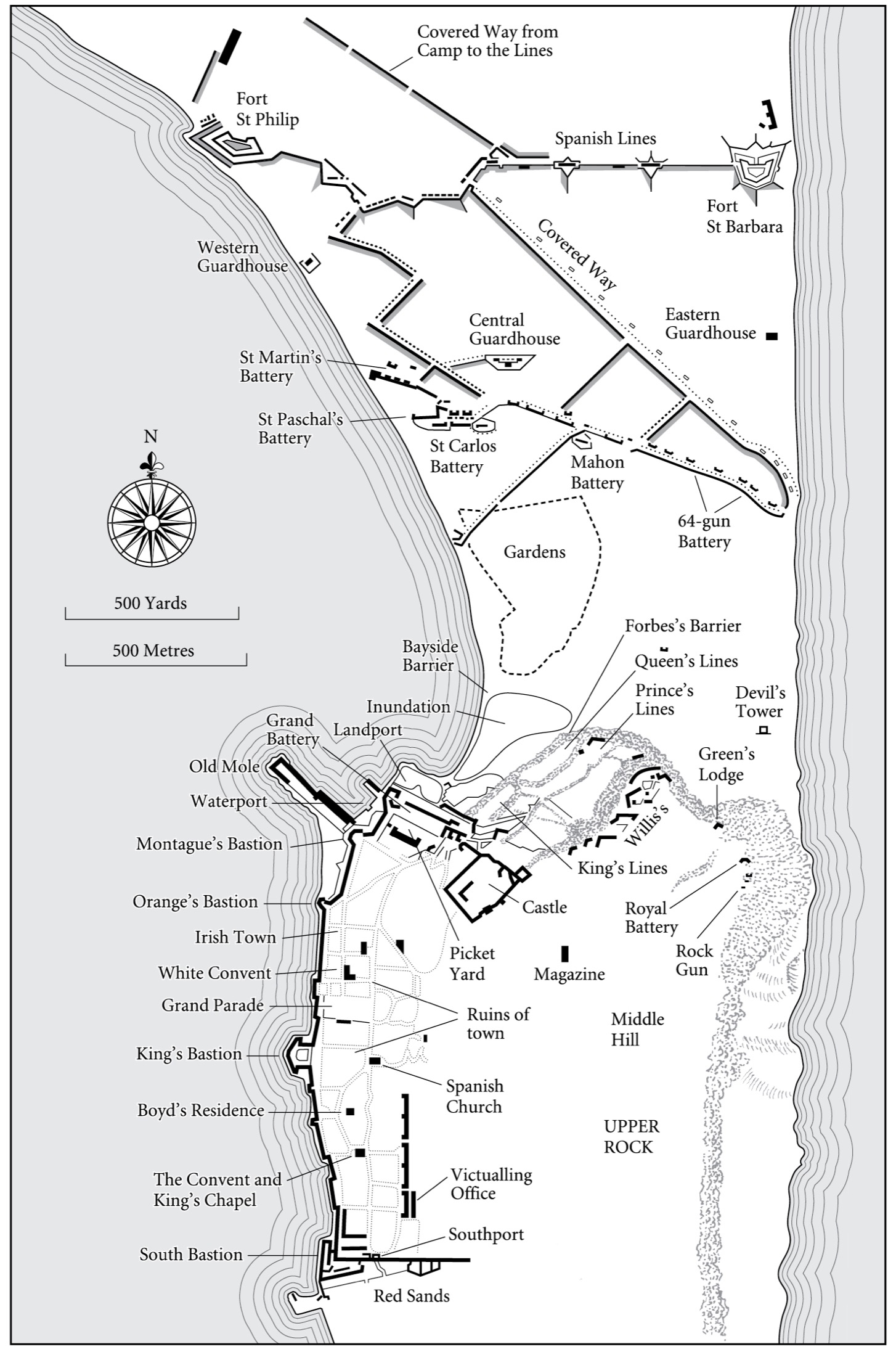 Main locations within Gibraltar town in ruins the northern part of the Rock - photo 10