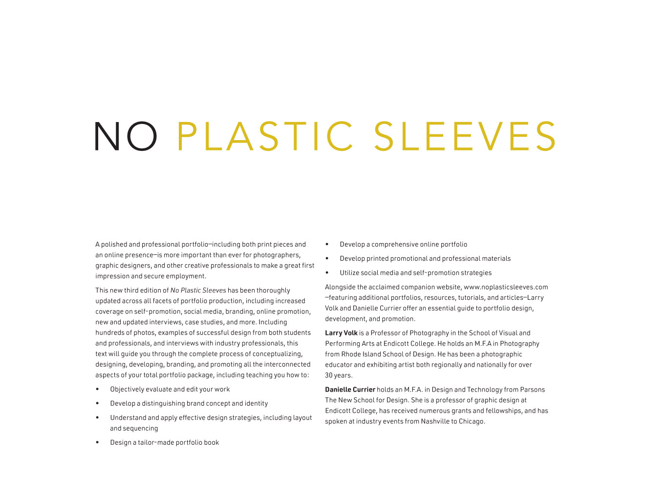 No Plastic Sleeves The Complete Portfolio and SelfPromotion Guide Third Edition - photo 3