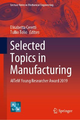 Elisabetta Ceretti Selected Topics in Manufacturing: AITeM Young Researcher Award 2019