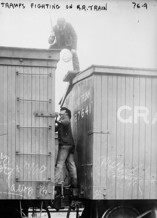 Tramps fighting between railroad cars date unknown BAIN NEWS SERVICE - photo 6