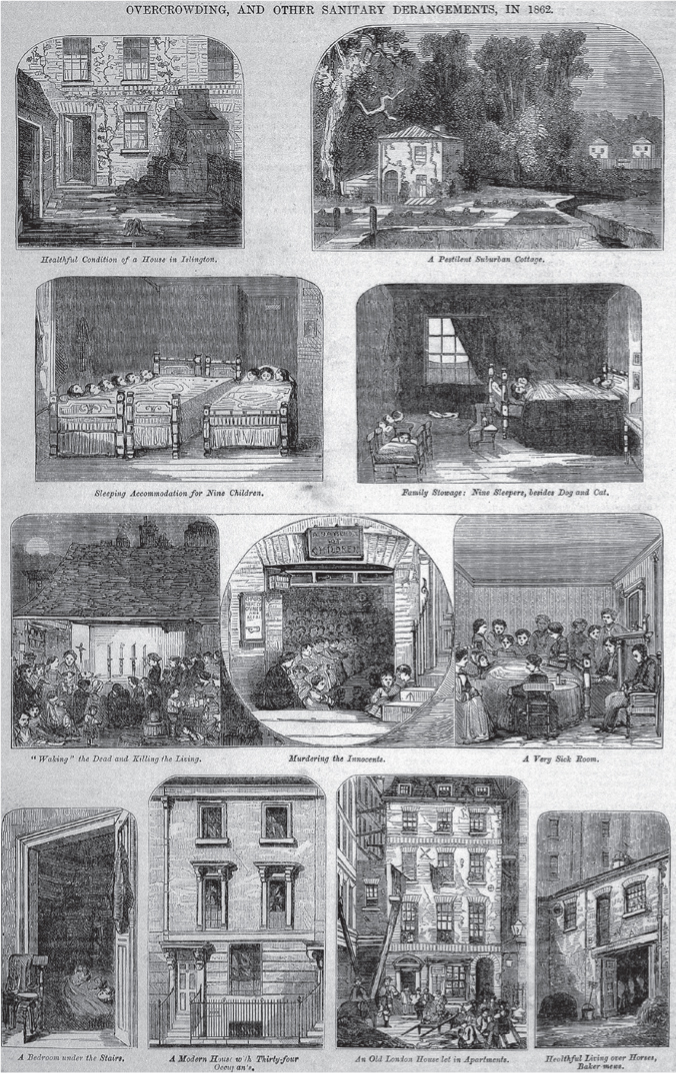 An illustration showing the poor living conditions and overcrowding in London - photo 6