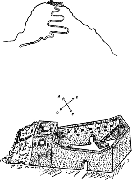 Diagrammatic sketch of the fortress of Montsgur with the road leading up to it - photo 6