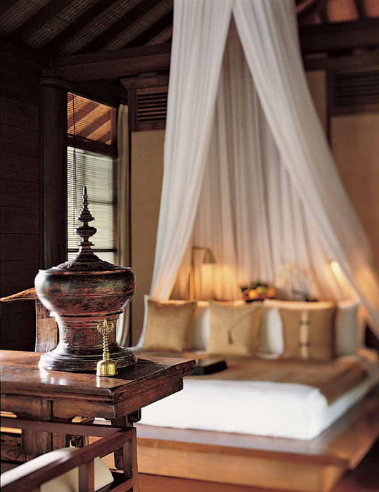 An elegantly draped bed in a residence at Como Shambhala Estate in the hills - photo 3