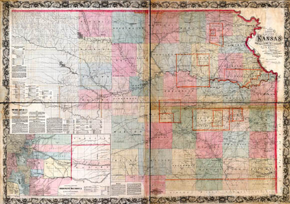 Keeler 1867 Map of Kansas RAILROAD EMPIRE ACROSS THE HEARTLAND Rephotographing - photo 2