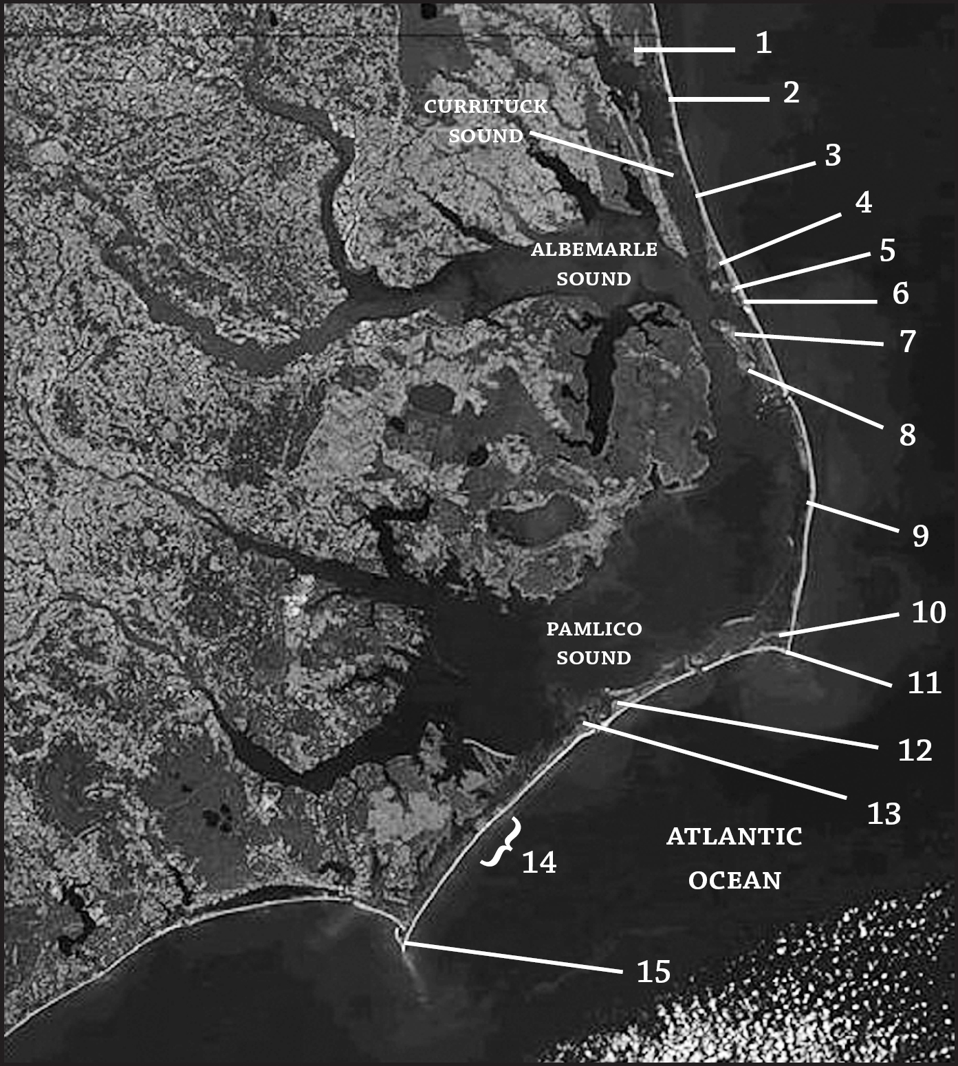 Orbital photo courtesy NASA 1 Knotts Island 2 Corolla 3 Bodie Island - photo 3