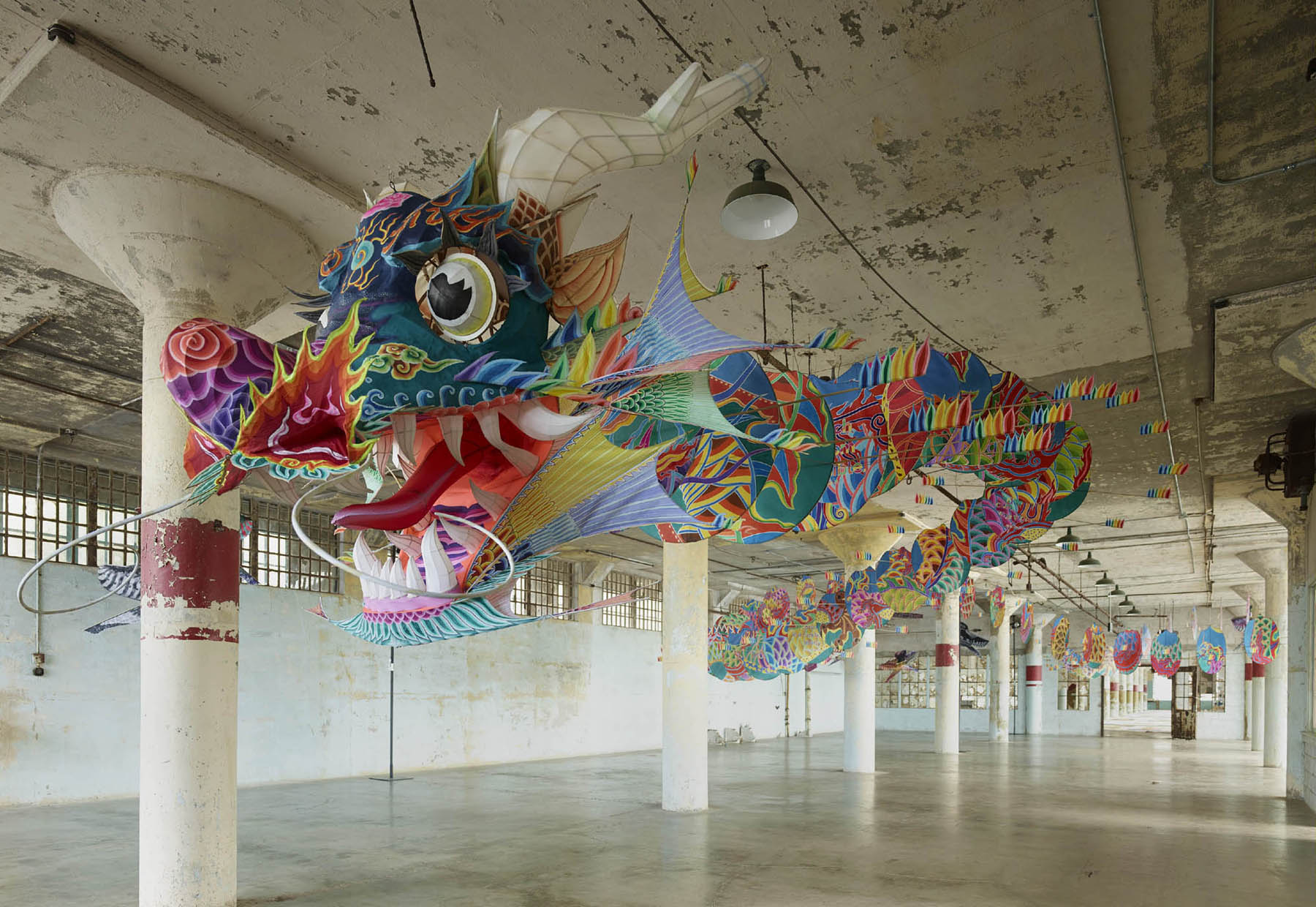 Ai Weiwei With Wind 2014 detail installation handmade kites paper silk - photo 8