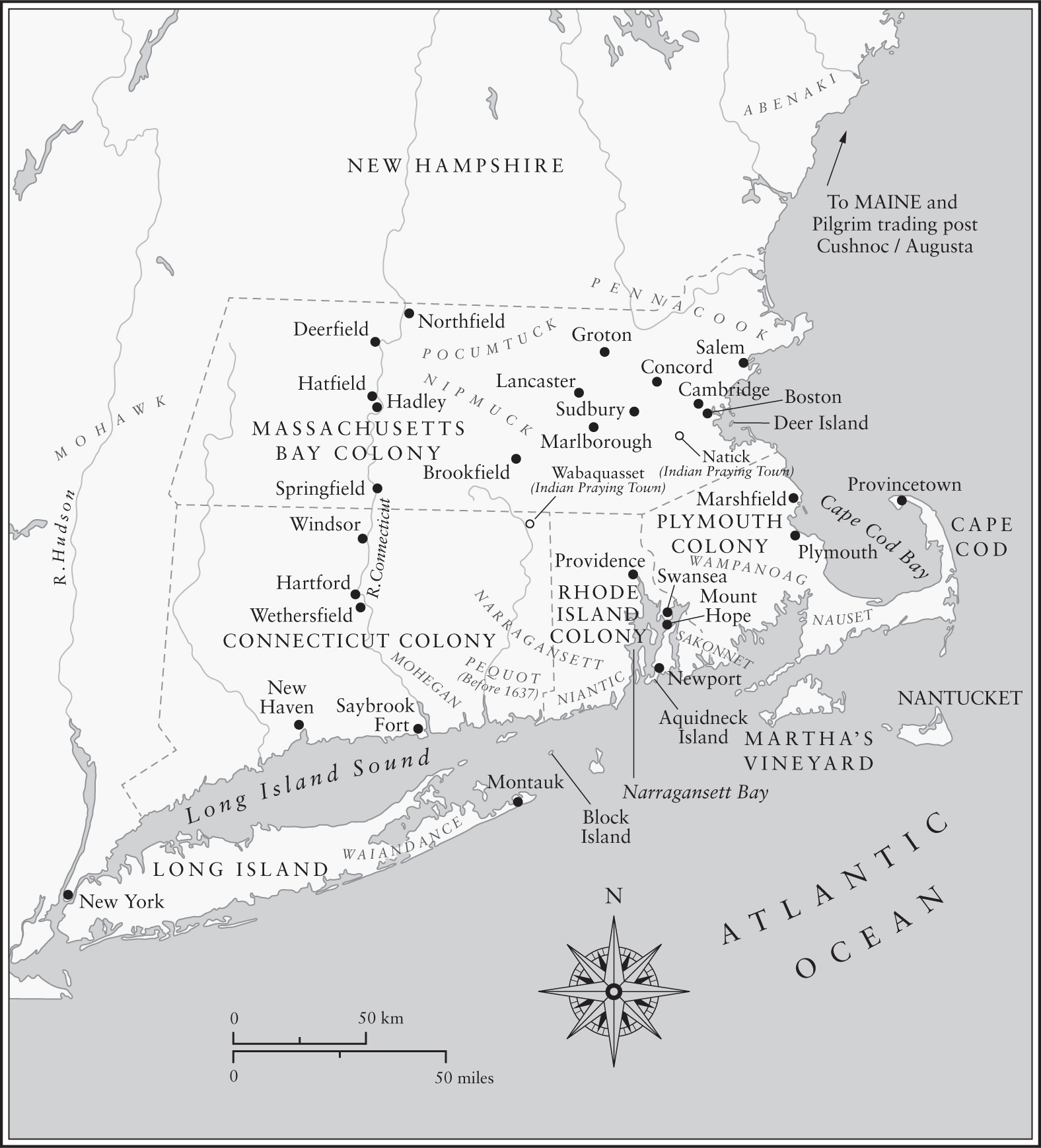 A simplified map of southern New England in 1675 before King Philips War - photo 4