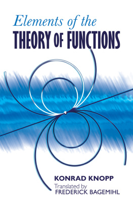 Konrad Knopp Elements of the Theory of Functions