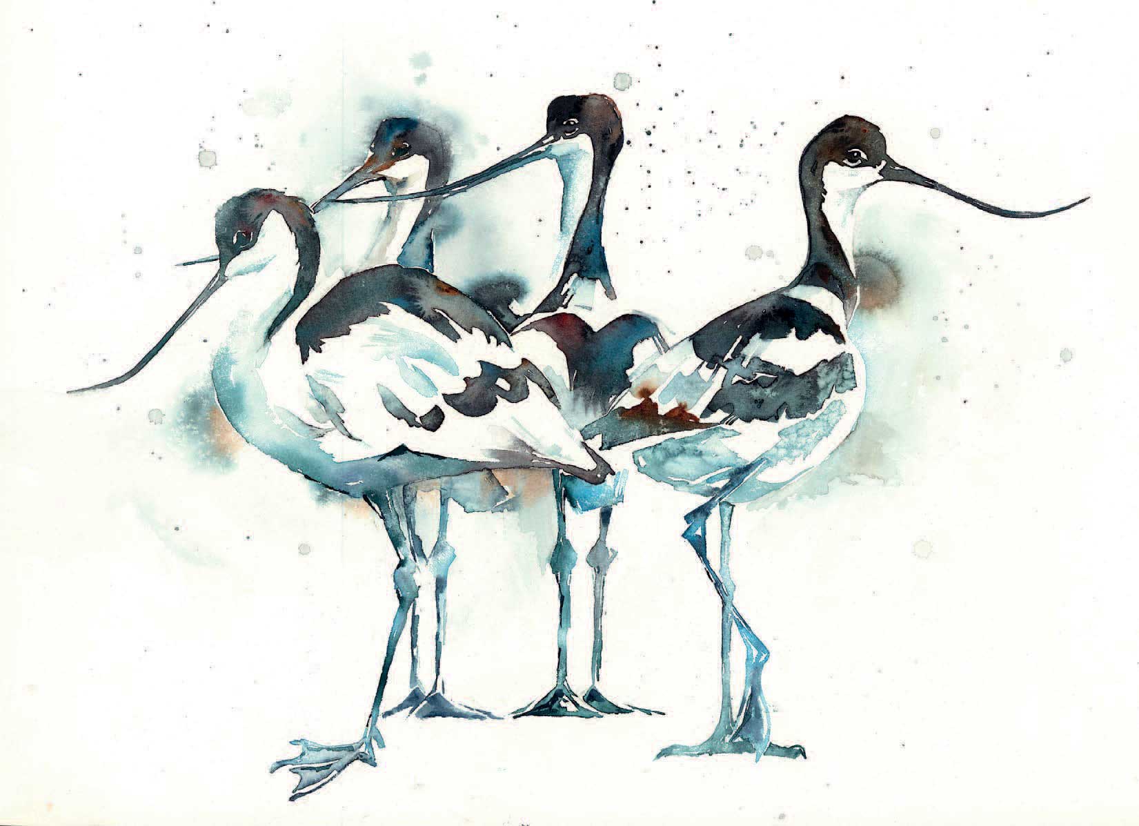 We Are Family 45x33cm watercolour on paper Painted after a visit to Birdland - photo 7