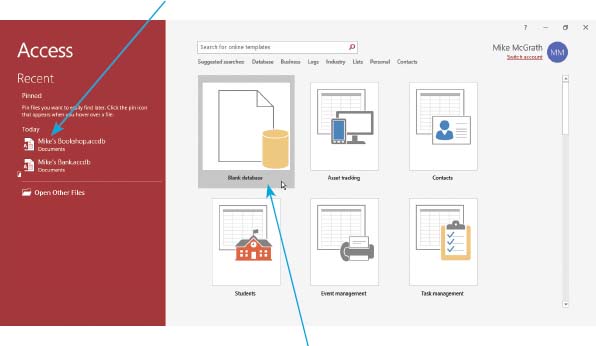Click on the Blank database template icon to begin creating a brand new Access - photo 5
