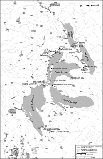 Map of the Great Lakes region featuring place names discussed in Doodem and - photo 5