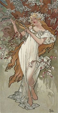 Spring from the Seasons series 1896 Coloured Lithograph 145 x 28 cm - photo 7