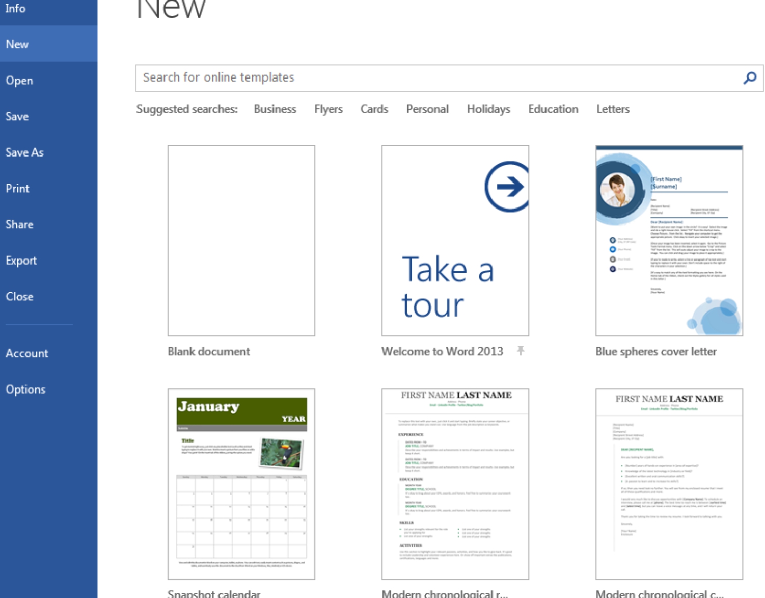 Microsoft Word New Template selection page The Unimaginative Way To Start Word - photo 2