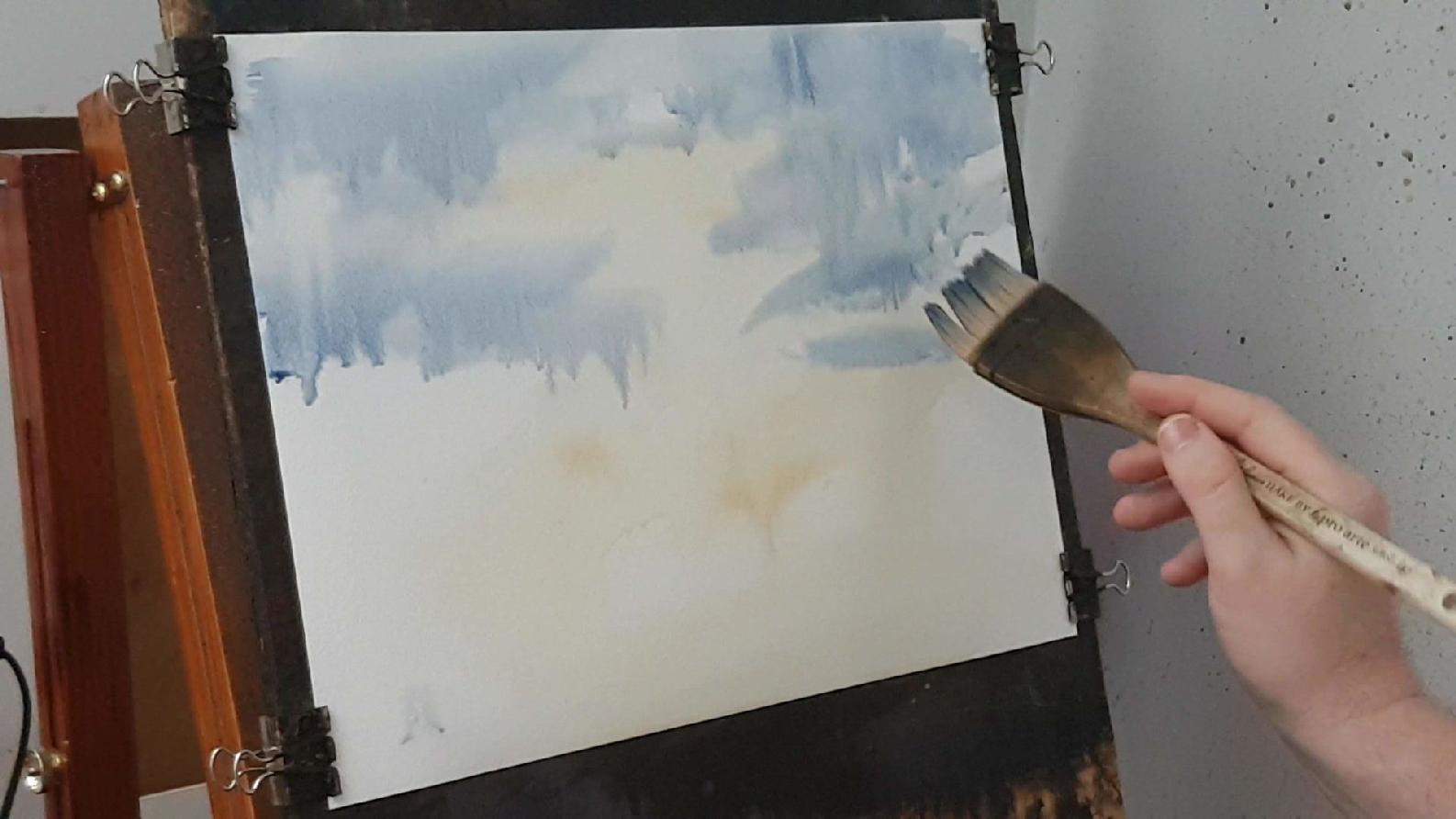 1 Wet the paper all over before brushing in some raw sienna with the large - photo 16