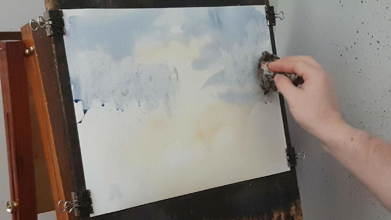 1 Wet the paper all over before brushing in some raw sienna with the large - photo 17