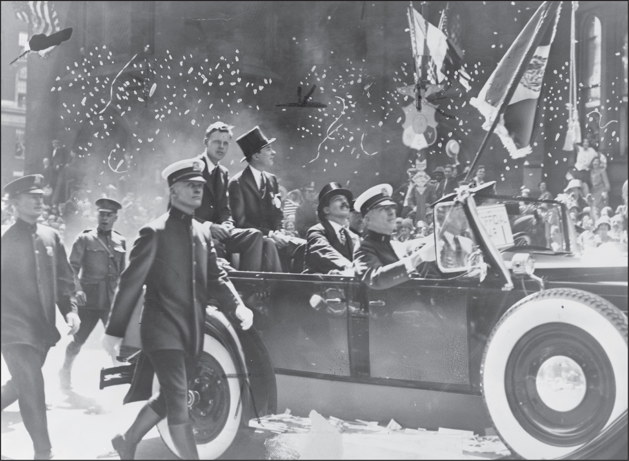 Looking solemn and overwhelmed the hero rides up Broadway on June 13 1927 - photo 16