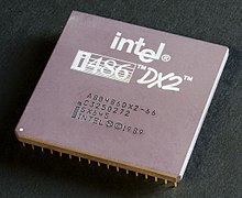 An Intel 80486DX2 CPU as seen from above Bottom side of an Intel 80486DX2 - photo 1