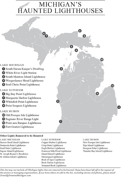 The numbers on this map of Michigan lighthouses correspond to the chapters - photo 4