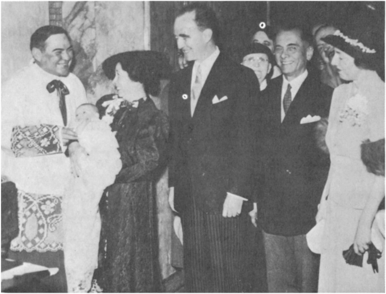 COMPADRES Aurora Mrs Manuel Quezon and Frank L Murphy stand as godparents - photo 2