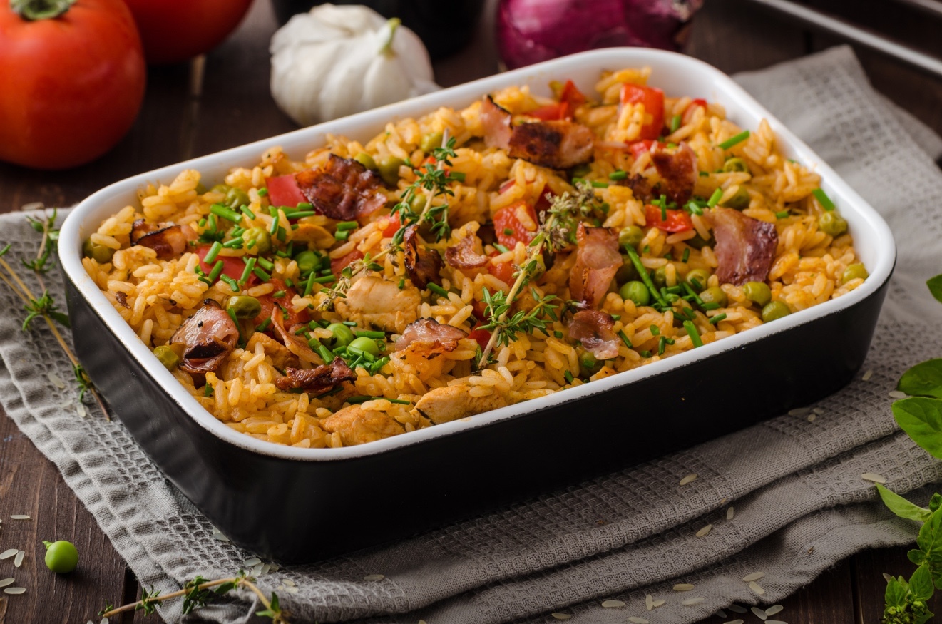 This tasty dish contains vegetables prepared American style and the paella - photo 8