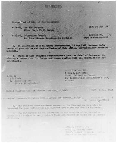 A 1947 document from the Office of the Air Surgeon concerning experiments on - photo 16