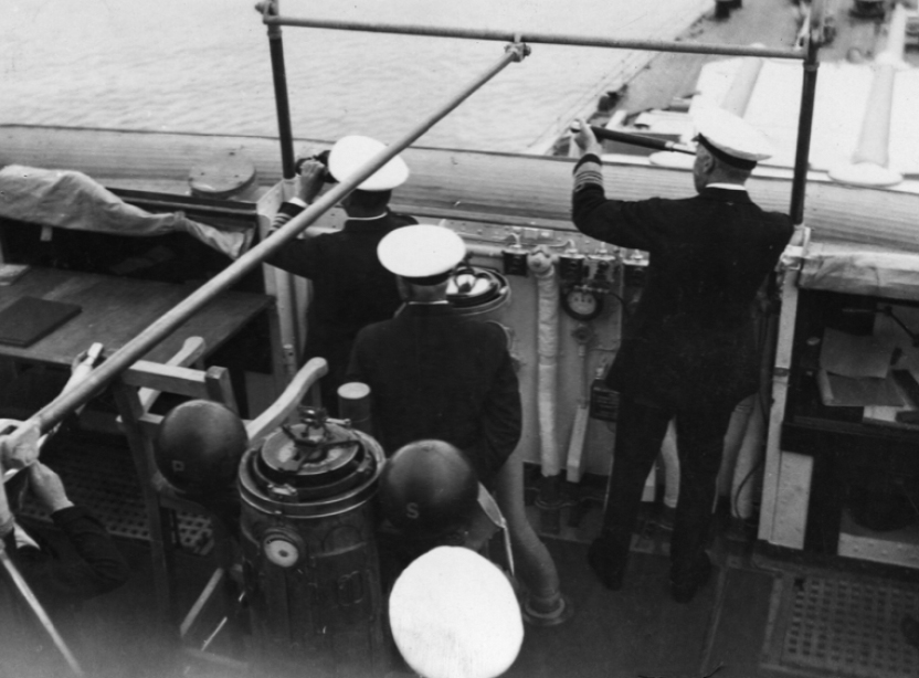 Officers stand watch on the bridge of Suffolk in 1933 via Hugh Williams - photo 7