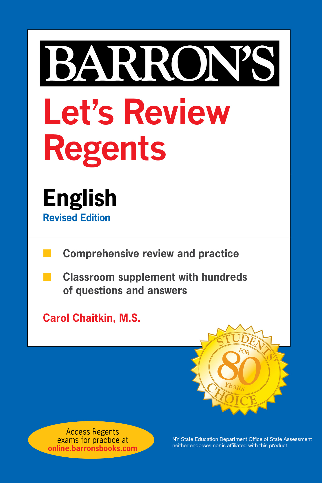 Lets Review Regents English Revised Edition Carol Chaitkin MS Former - photo 3