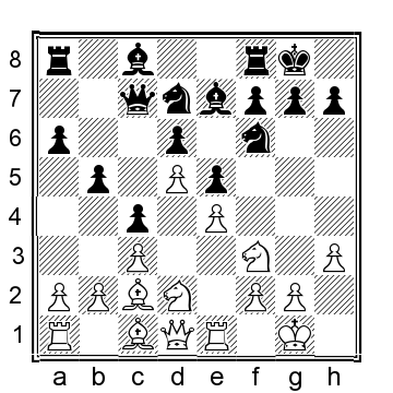 Position after 13 Q c7 14a4 14 N f1 a5 15 N g3 N c5 16b3 cxb3 - photo 5