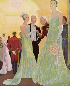 Court dress designs by Norman Hartnell published in Harpers Bazaar in 1930 - photo 2