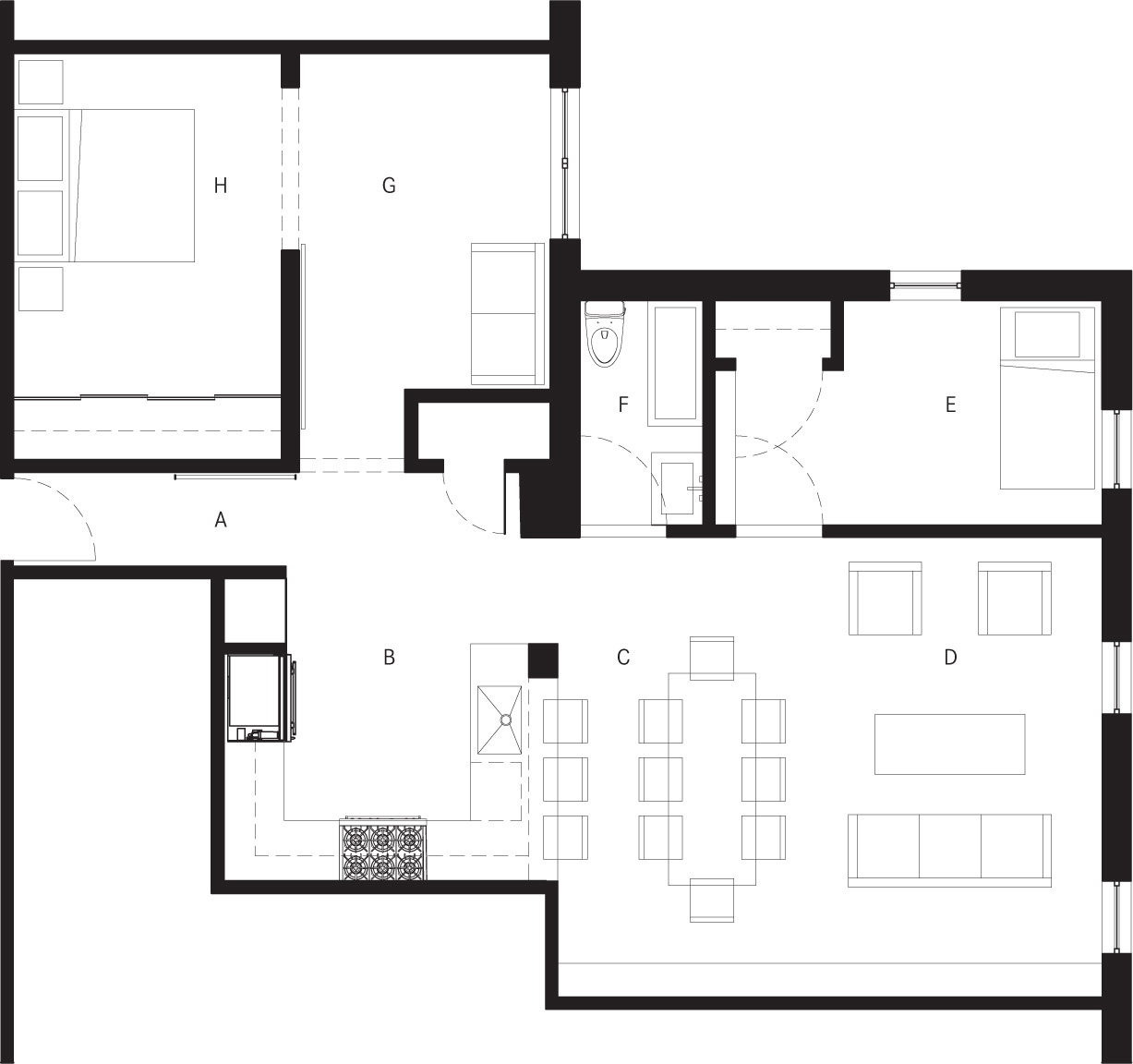 Floor plan AEntry hall BKitchen CDining area DLiving area EKids bedroom - photo 4