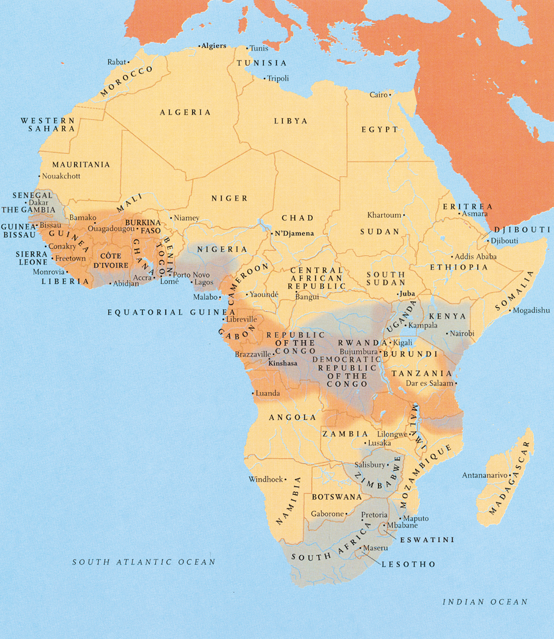 Map of present-day Africa The shading indicates the following orange major - photo 5