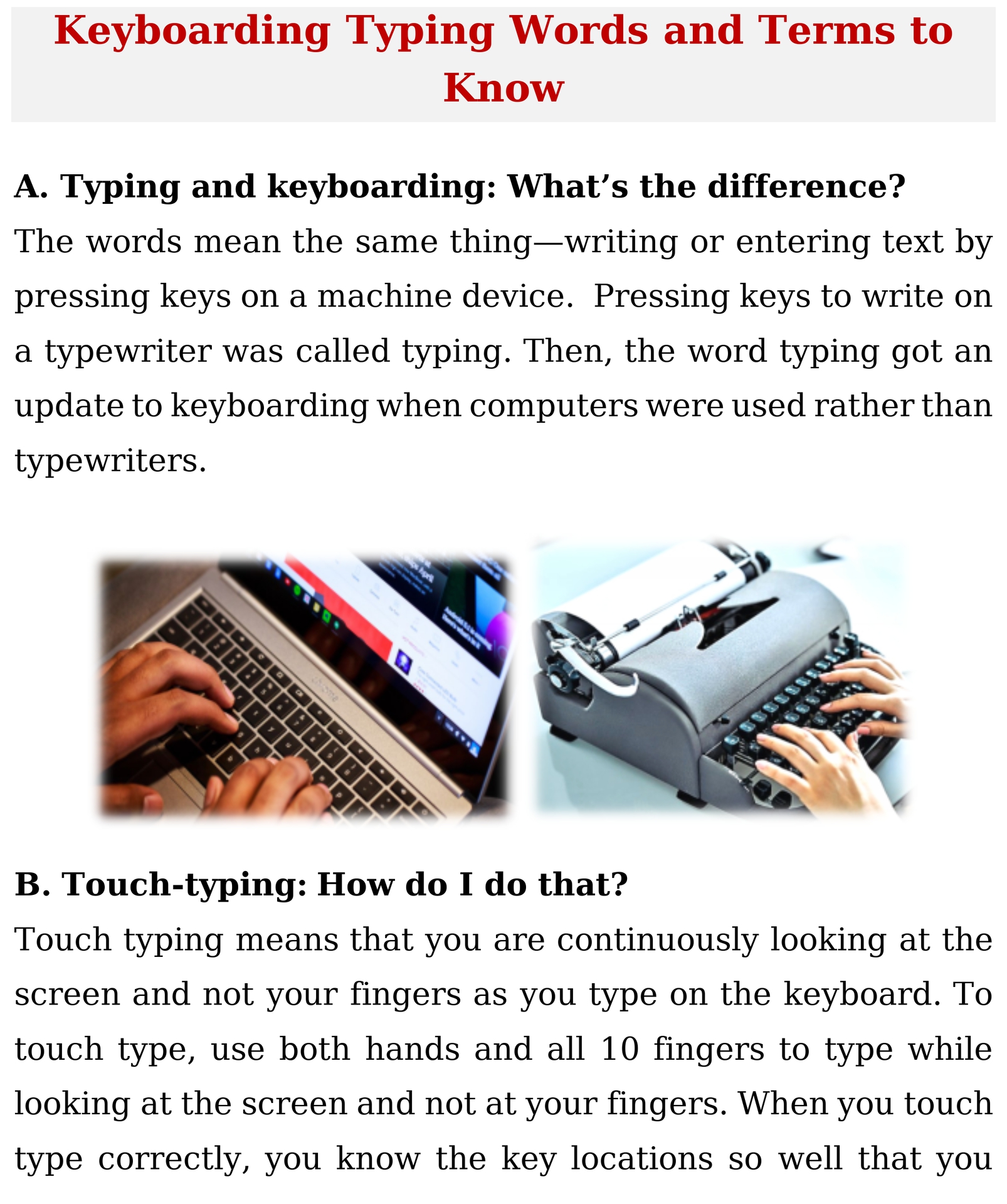 C Good typing techniquekeyboarding position Whats that about It is about how - photo 9