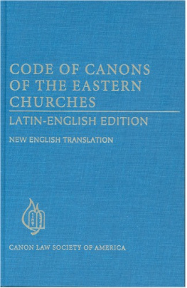 Canon Law Society of America Code of Canons of the Eastern Churches: New English Translation