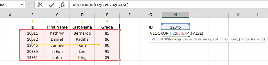 The third argument 4 in the VLOOKUP requests the function to return the value - photo 1