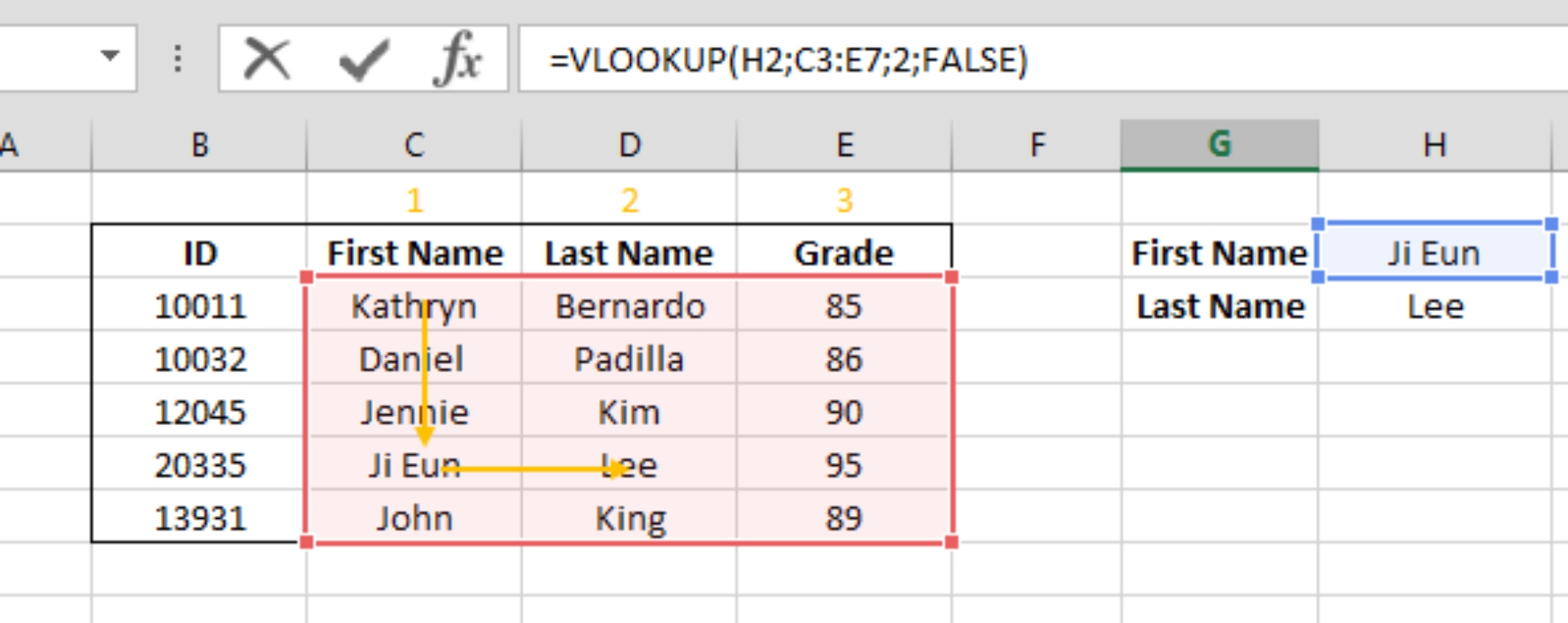 For instance if the user changes the third argument to 3 the VLOOKUP function - photo 3