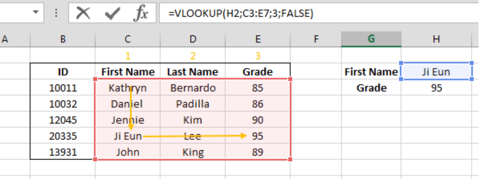 In this example the VLOOKUP function unable to search the first name and - photo 4